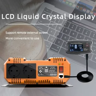 FCHAO 2500W Pure Sine Wave Inverter, DC 12V to AC 230V, 5000W Peak Power, LCD Display, Smart Protection Functions - Inwertery, falowniki - miniaturka - grafika 11