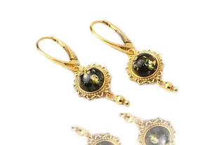 Kolczyki Bursztyn Zielony złoto - Kolczyki - miniaturka - grafika 1