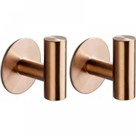 Wieszaki łazienkowe - Zestaw 2 samoprzylepnych haczyków ściennych do łazienki, haczyków na ręczniki kuchenne, nie wymaga wiercenia, stal nierdzewna, różowe złoto - miniaturka - grafika 1