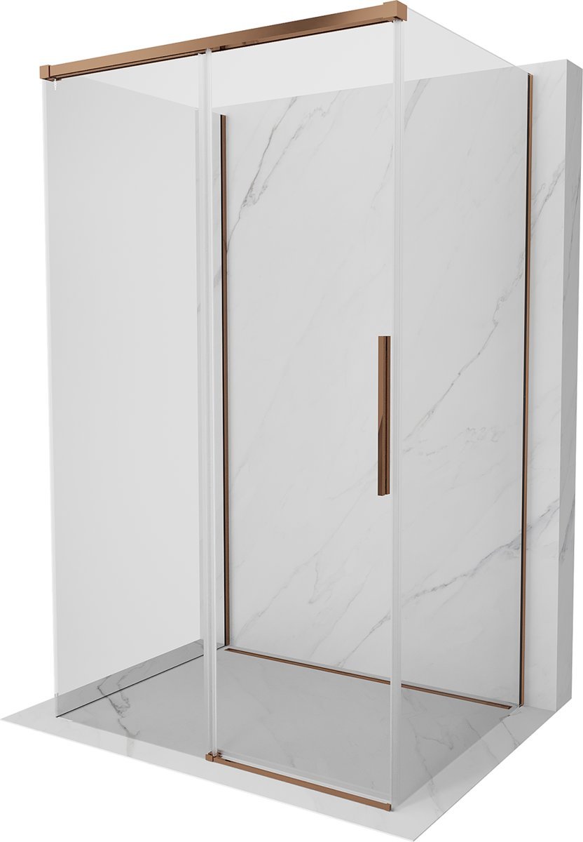 Mexen Rox-3S kabina prysznicowa 3-ścienna rozsuwana 150 x 70 cm, transparent, różowe złoto - 8C2-150-070-60-00-3S