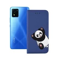 Etui i futerały do telefonów - Etui z klapką do VIVO Y01 wzór panda, kabura niebieska, case - miniaturka - grafika 1