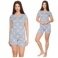 Piżamy damskie - PIŻAMA DAMSKA WISKOZA Z WISKOZY KRÓTKI RĘKAW KRÓTKIE SPODENKI ELEGANCKA WYGODNA MODNA LETNIA KRÓTKA L - miniaturka - grafika 1