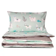 Pościel dla dzieci - Pościel 100x160 miętowa Lamy w krainie kaktusów - miniaturka - grafika 1