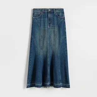 Reserved - Jeansowa spódnica z przeszyciami - indigo jeans - Spódnice - miniaturka - grafika 1