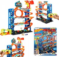 Tory, garaże, parkingi - Hot Wheels City Duży Tor Garaż Winda Atak Smoka+2 Samochody Prezent Dziecka - miniaturka - grafika 1