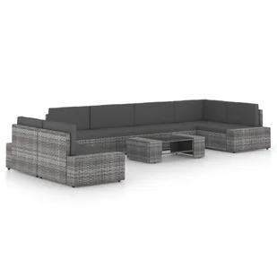 vidaXL 8-cz. ogrodowy zestaw wypoczynkowy, poduszki, szary rattan PE 3067174 - Meble ogrodowe - miniaturka - grafika 1