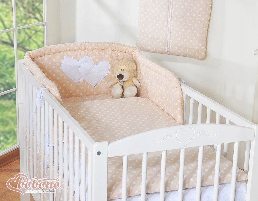 Pościel 3-cz Serduszka grochy beżowe