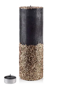 ŚWIECA LAMPION WALEC 120X360 DIAMENT CZARNY ZŁOTE KRYSZTAŁKI - Świeczniki - miniaturka - grafika 1