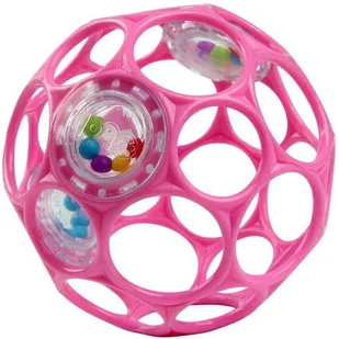 OBALL Piłka z grzechotką 10 cm różowa 0m+ - Grzechotki dla dzieci - miniaturka - grafika 1
