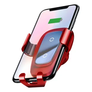 Baseus Metal Gravity Wireless Charger metalowy uchwyt samochodowy na kratkę wentylacyjną bezprzewodowa ładowarka Qi czerwony (WXYL-B09) - Ładowarki do telefonów - miniaturka - grafika 6