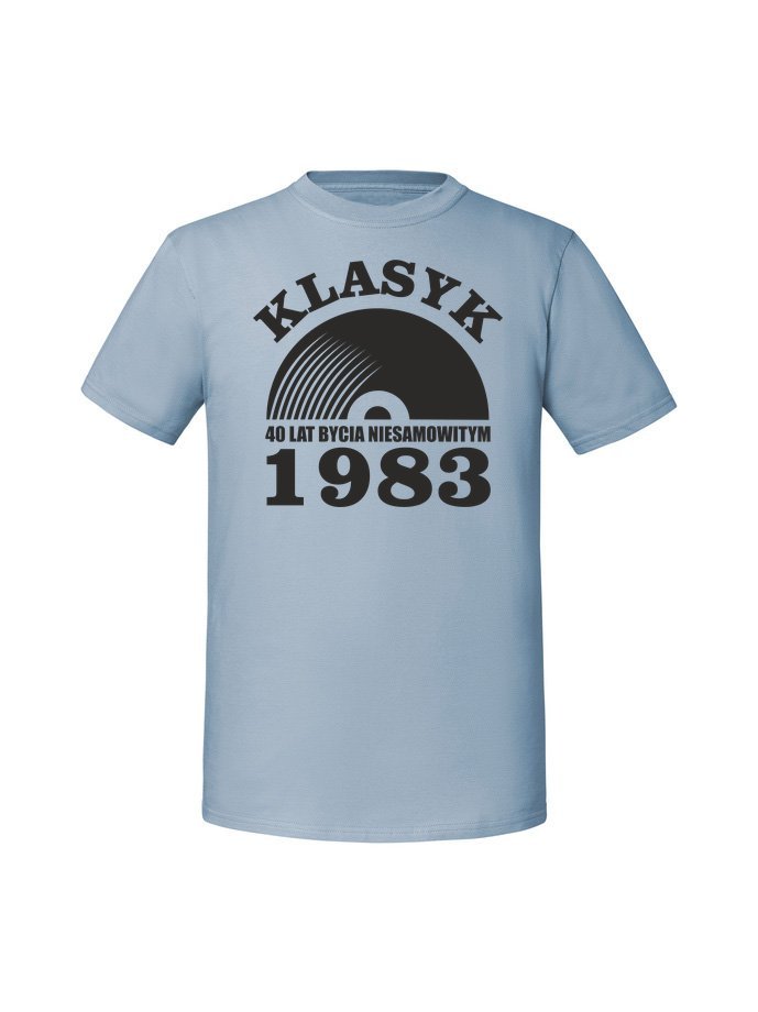 Męska koszulka z nadrukiem - 1983 klasyk płyta winylowa 40 1983 Mineralny Błękit M
