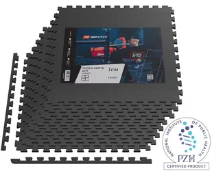Mata puzzle EVA 1cm czarna - 8 sztuk - Maty do ćwiczeń - miniaturka - grafika 1