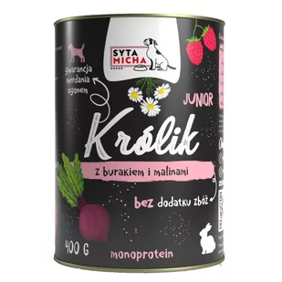 Syta Micha Karma Mokra Dla Szczeniąt Królik Z Burakiem I Malinami 400G - Mokra karma dla psów Syta Micha Karma Mokra Dla Szczeniąt Królik Z Burakiem I Malinami 400G - Mokra karma dla psów - miniaturka - grafika 1