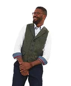 Garnitury - Joe Browns Męska kamizelka garniturowa z klapami w pepitkę, zielona, 38, ZIELONY, 38 - miniaturka - grafika 1