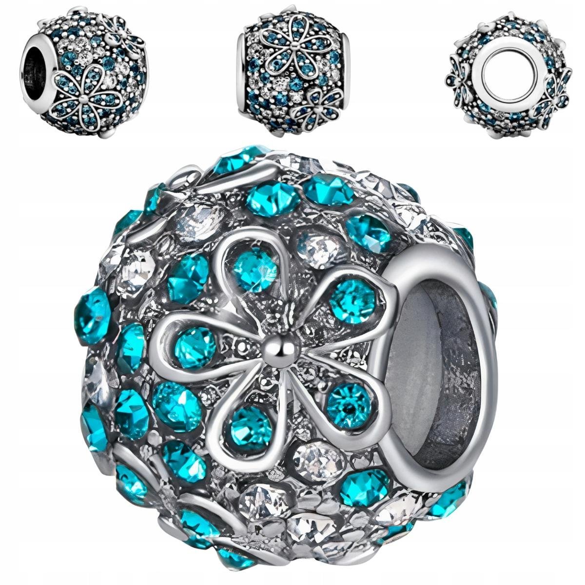 Charms Zawieszka Błękitna Kwiaty - 1 Sztuka