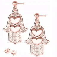 Kolczyki - Kolczyki Pozłacane Ręce Opatrzności Ręka Oko Serca Serduszka SREBRO 925 - miniaturka - grafika 1