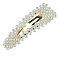 Ozdoby do włosów - Spinka do Włosów Biała z Ozdobnymi Perłami Subtelna Wsuwka Lekka Efektowna - miniaturka - grafika 1