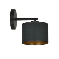 Lampy ścienne - Kinkiet Jari klosz z tkaniny, czarno-złoty - miniaturka - grafika 1