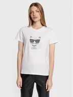 Koszulki i topy damskie - KARL LAGERFELD T-Shirt Ikonik Choupette 216W1732 Biały Regular Fit - miniaturka - grafika 1