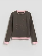 Bluzki dla dziewczynek - Reserved - Bluzka z cyrkoniami - ciemnoszary - miniaturka - grafika 1