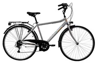 Rowery - Discovery Rower Mężczyzna, Rower Trekking Manhattan 28'' Skrzynia biegów Shimano 6 prędkości, Kolor Metal, Srebrny Metaliczny, 28 - miniaturka - grafika 1