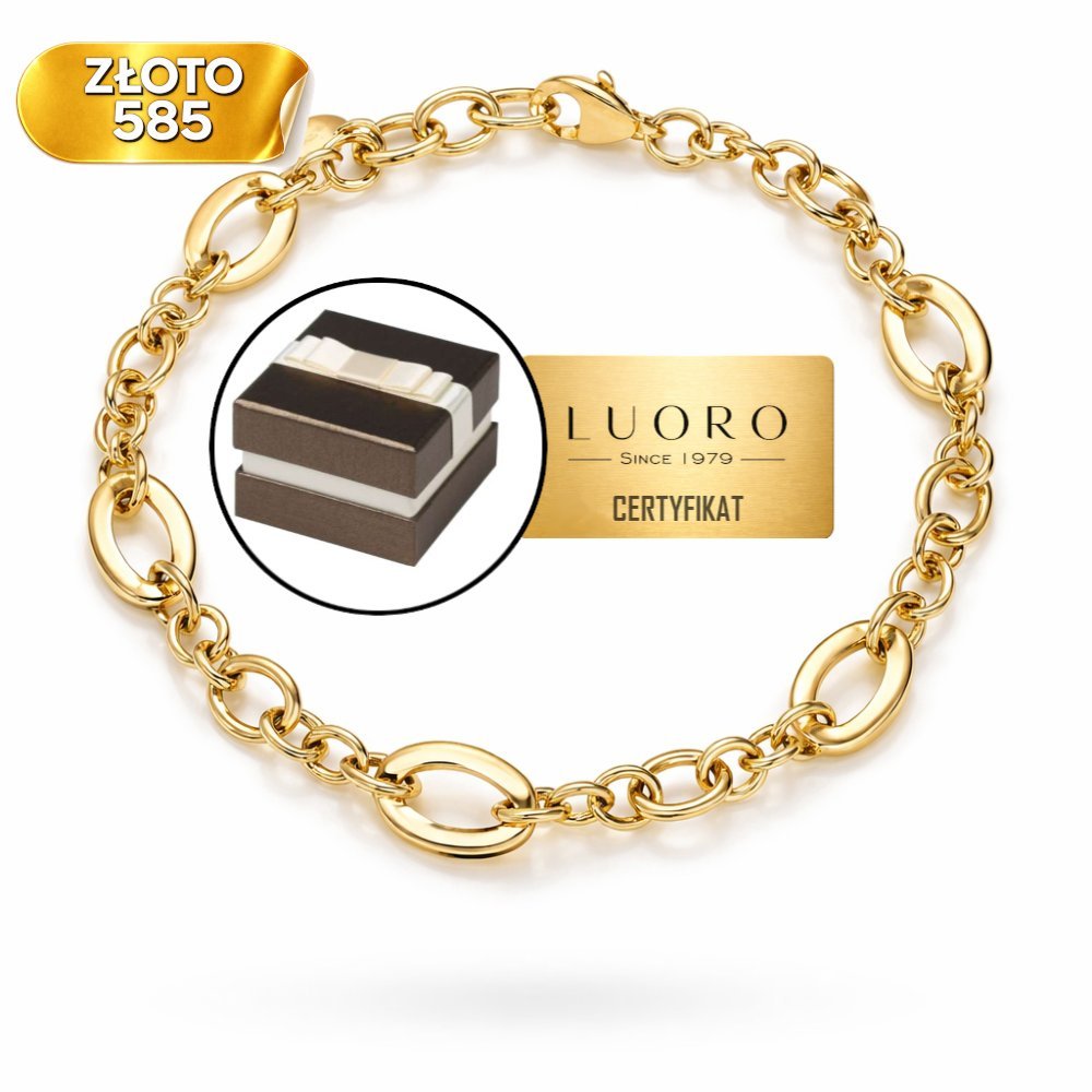 BRANSOLETKA ZŁOTA 585 14K ŻÓŁTA 8 MM REGULOWANA 17 CM ELEGANCKA