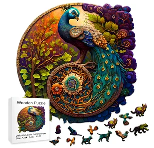 Drewniane Puzzle Paw Ptak Zwierzęta Układanka 3D Dla Dzieci I Dorosłych Na Prezent Urodziny Pod Choinkę - Puzzle - miniaturka - grafika 1