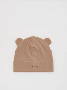 Reserved - Bawełniana czapka z uszami - brązowy - Czapki damskie - miniaturka - grafika 1