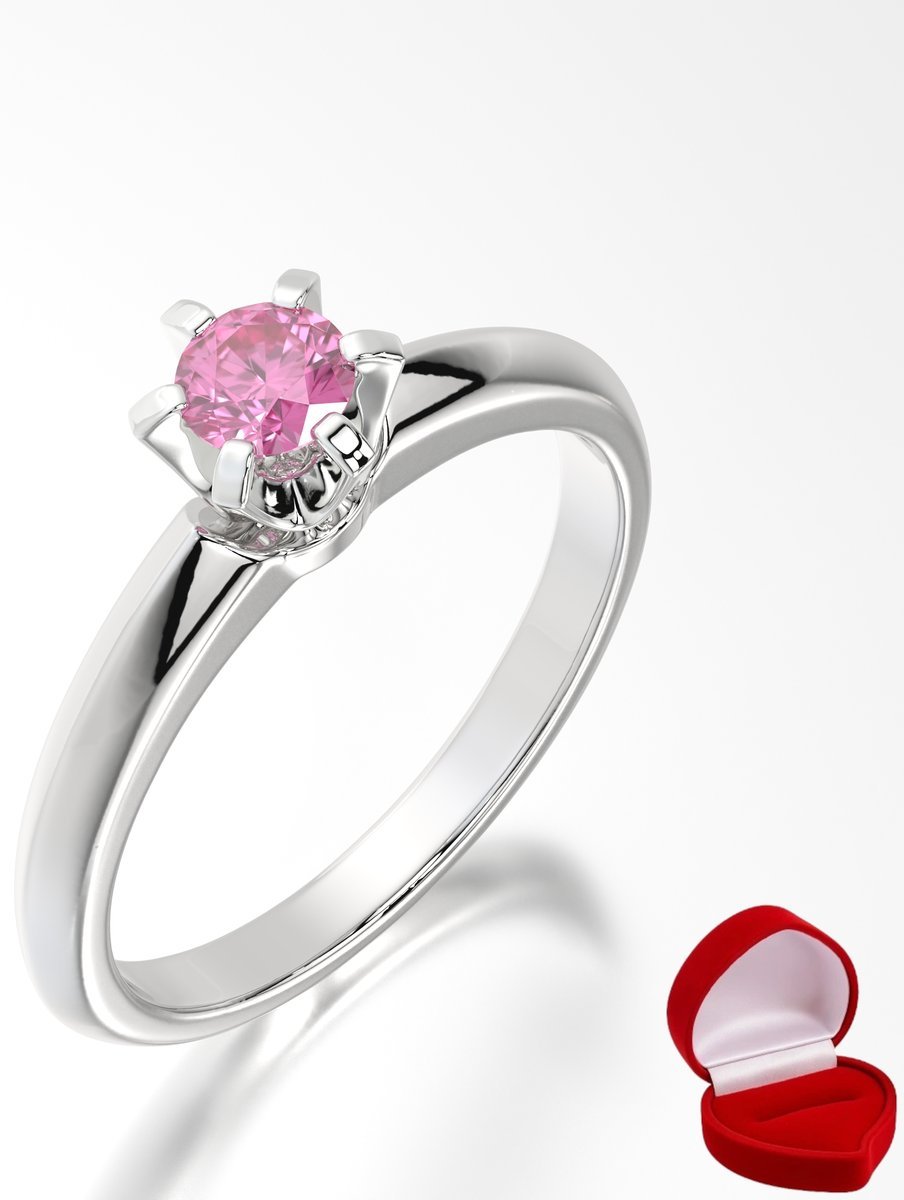 ZŁOTY PIERŚCIONEK ZARĘCZYNOWY 585 14k SZAFIR 0,19 ct BIAŁE ZŁOTO R28