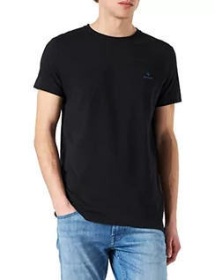 Koszulki męskie - GANT T-shirt męski Contrast Logo SS, czarny, XXL - grafika 1