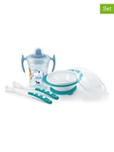 Sztućce dla dzieci - NUK 4-częściowy zestaw w kolorze błękitno-turkusowym do nauki jedzenia - miniaturka - grafika 1