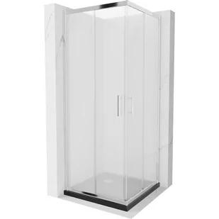 Mexen Rio kabina prysznicowa kwadratowa 70x70 cm, szron, chrom + brodzik Flat, czarny - Kabiny prysznicowe - miniaturka - grafika 1