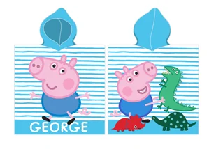 Carbotex, Świnka Peppa, Ręcznik plażowy z kapturem/Poncho, George, 50x115 cm - Okrycia kąpielowe dla dzieci - miniaturka - grafika 1