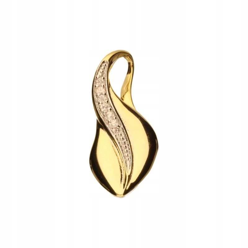 Zawieszka srebrna pozłacana z cyrkoniami 23x10mm 1.8g na prezeznt łąńcuszek