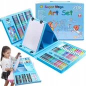 Kredki, ołówki, pastele i pisaki - Zestaw artystyczny do malowania 208 szt w walizce kiddo-03 różowy - miniaturka - grafika 1