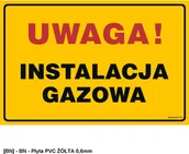 Tablice BHP - TD Systems JD018 - Uwaga! Instalacja gazowa 400x300 - miniaturka - grafika 1