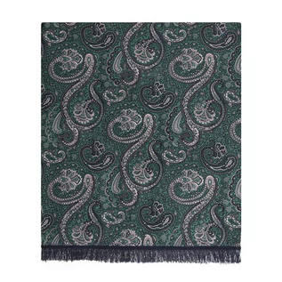 Apaszki i szaliki męskie - Męski szalik wykonany z jedwabiu i wełny w paisley w kolorze zielonym EM 23 - EM Men's Accessories - grafika 1