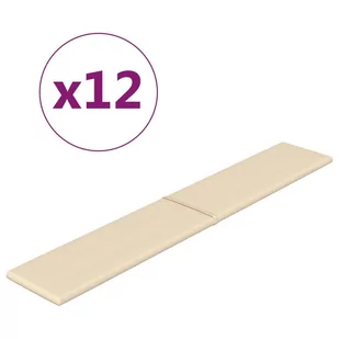 Panele ścienne, 12 szt., kremowe, 90x15 cm, tkanina, 1,62 m² - Panele ścienne i boazeria - miniaturka - grafika 3