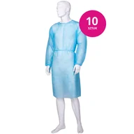 Akcesoria medyczne - BETAtex, fartuch medyczny z gumkami, włókninowy, niejałowy, niebieski, rozmiar L, 10 sztuk - miniaturka - grafika 1