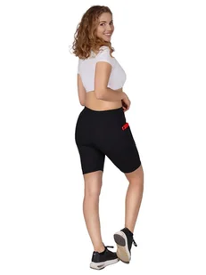 Legginsy damskie getry krótkie kolarki z kieszonką w prążki czarne XL YOCLUB - Legginsy - miniaturka - grafika 1