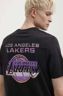 Koszulki męskie - New Era t-shirt bawełniany męski kolor czarny z nadrukiem LOS ANGELES LAKERS - grafika 1