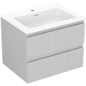 Szafki łazienkowe - Mexen Rivel szafka łazienkowa 60 cm z umywalką Otis, 2 szuflady, ryflowana , szara mat/biała mat - 91A20-06047-2-BFF62-W18M01 - miniaturka - grafika 1
