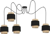 Lampy sufitowe - Lampa wisząca Solar Lampa wisząca sufitowa pająk BOHO len i czerń 5 żarówek - miniaturka - grafika 1