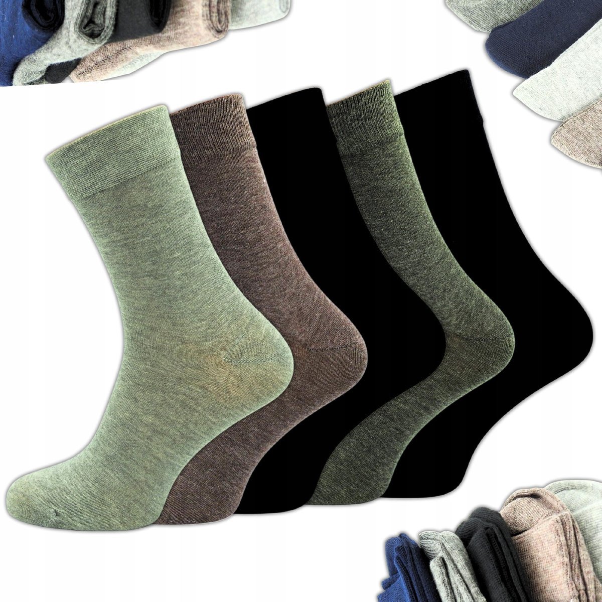 SKARPETY MĘSKIE BAMBUSOWE 85% DŁUGIE 5 PAR CIEMNE SKARPETKI ZESTAW 40-43