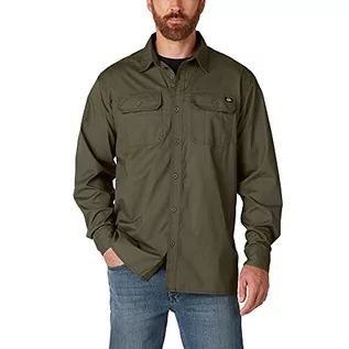 Koszule męskie - Dickies męska koszulka męska Flex Ripstop Long Sleeve Koszula z guzikami, Zielony (wojskowy zielony), M - grafika 1