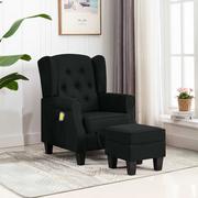 Fotele - vidaXL Fotel masujący z podnóżkiem, czarny, obity tkaniną - miniaturka - grafika 1