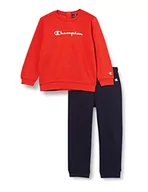 Odzież sportowa dziecięca - Champion American Classics- Sweatsuit Crewneck Dres Niemowlęta - chłopcy,Lawendowy czerwony/granatowy,12 miesięcy - miniaturka - grafika 1