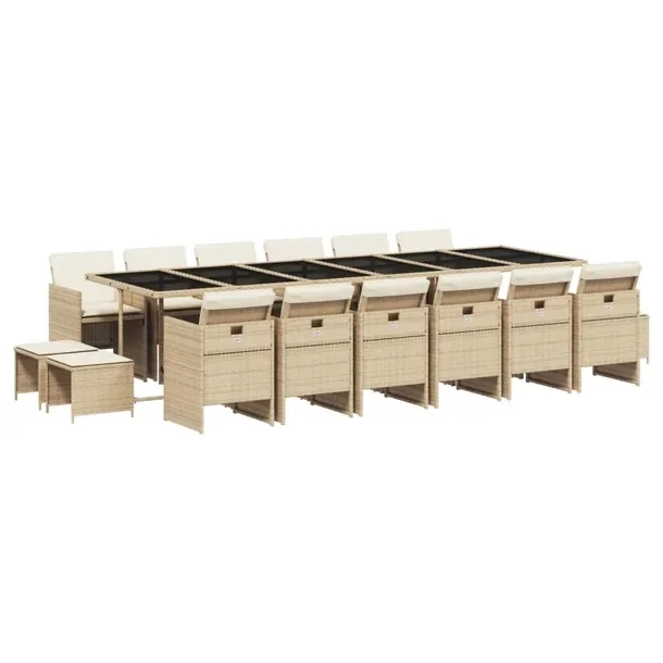 Zestaw mebli ogrodowych rattan PE 330 x 106 x 73 cm beżowy i czarny