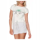 Piżamy damskie - ESOTIQ Piżama Damska Krótki Rękaw 38641 ECRU S - miniaturka - grafika 1