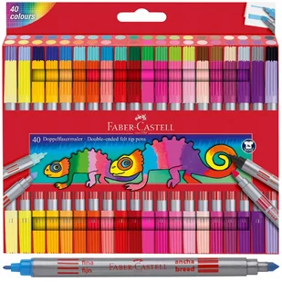 FABER-CASTELL Flamastry pisaki dwustronne 40 kol - Przybory szkolne - miniaturka - grafika 1
